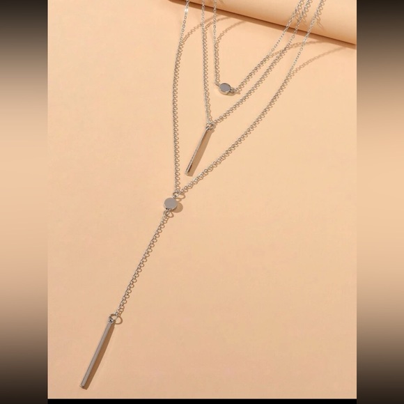 ⭐️ Awesome Triple 3 Layered Bars And Circles Boho Tassel Necklace Silver Or Gold - Picture 14 of 15